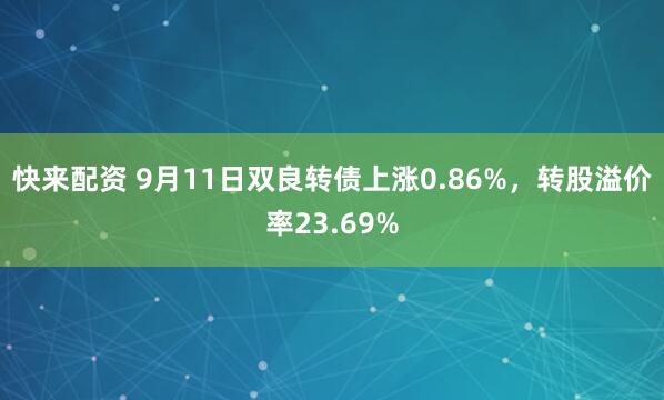 快来配资 9月11日双良转债上涨0.86%，转股溢价率23.69%